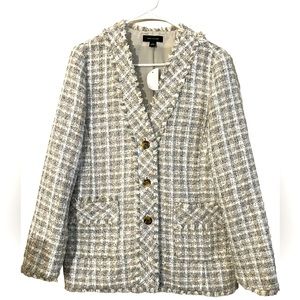 Ann Taylor Tall Fringe Tweed Cardigan Jacket NWT size 6